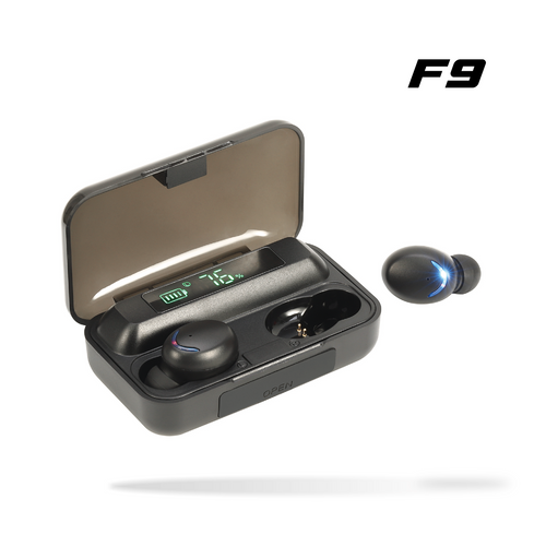Audífonos Inalámbricos TWS F9™ Bluetooth 5.2 Negro y Blanco 2x1